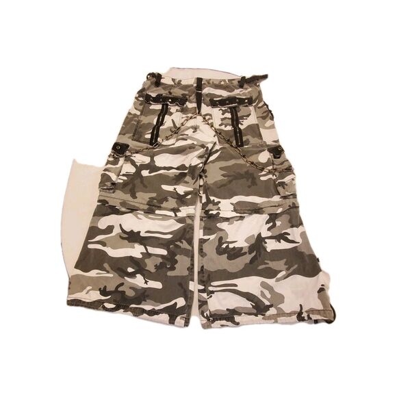 Y2K Tripp NYC Cargo Camo Pants Zip Off Men Sz XXL Daang Goodman Baggy Rave Goth - Picture 2 of 12